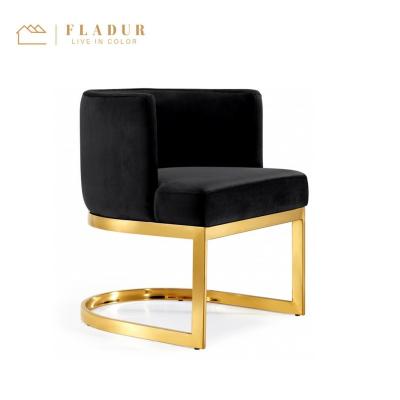 China Adjustable (Height) Velvet Barrel Shape Accent Chair Metal Base Living Room Dining Chair for sale