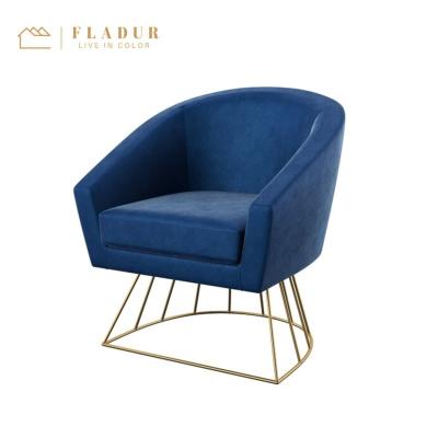 China Comfortable Multifunctional Lounge Chair Velvet Barrel Metal Base Dining Chair for sale