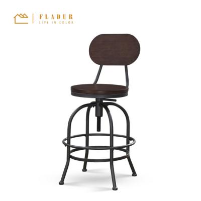 China Fashionabel Antique Classic Wooden Metal Frame Adjustable Barstool Seat Counter Stool For Bar Dining Chair Lounge Restaurant for sale