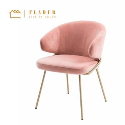 China Velvet Round Gold Legs Armchair Metal Convertible Soft Chair For Modern Sofa Chair Bedroom Simple Living Room Accent for sale