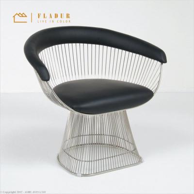 China Metal Frame Stainless Steel Armchair Tufted Modern Steel Cable Club Chair For Bar Living Room Bedroom for sale