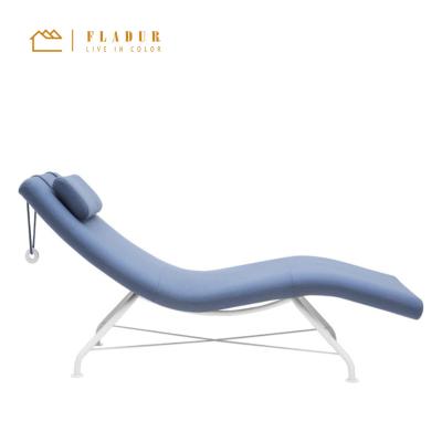 China Modern Stylish Fabric Metal Extended Legs Steel Lounge Chair For Outdoor Lounge for sale