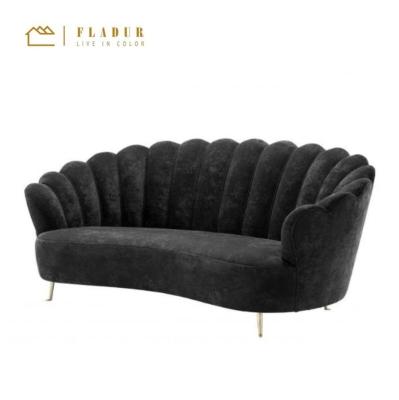 China Comfortable Modern Accent Velvet Petals Gold Legs Metal Chesterfield Sofa For Living Room Living Room for sale