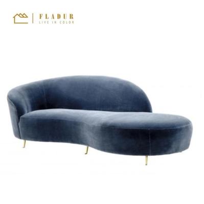 China Comfortable Faded Blue Modern Accent Velvet Gold Legs Metal Chesterfield Sofa For Living Room Living Room for sale