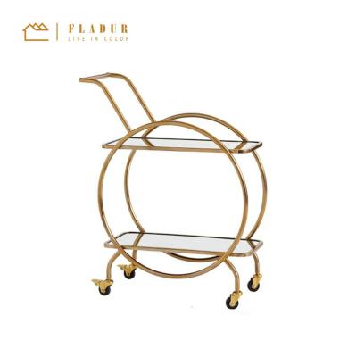 China Hotel Trolley Gold Stainless Steel Barcart For Hotel for sale