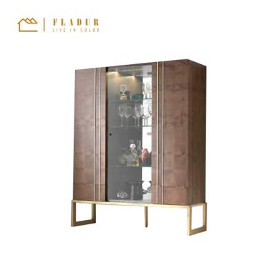 China Gold Stainless Steel Frame Solid Wood Convertible Base Living Room Cabinet Design for sale