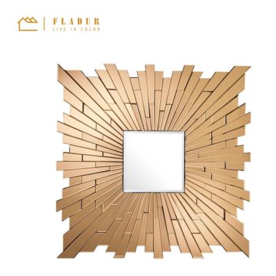 China Modern Stylish Luxury Modern Metal Square Gold Stainless Steel Makeup Mirror Bathroom Mirror Living Room Decorative Bedroom for sale