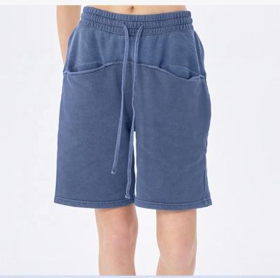 China Anti-wrinkle female high waisted washed shorts terry cotton stretchy shorts women wholesale empty sweat shorts for sale