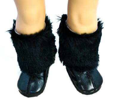 China Black Leather And Fur Knee Boots For 18 inch American Girl Doll / Madama Alexander Dolls for sale