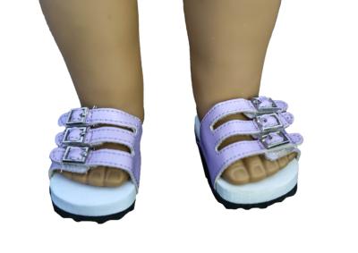 China Purple Leather Button 18 inch Doll Sandals for American Girl for sale