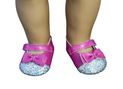 China Cerise Paillette Head Doll Shoes with Bowknot , 18 inch Doll Doll Stylish Design for sale