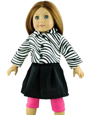 China Zebra Stripe PU Doll Blazer , Black Doll Short Skirt , Peach Red Nylon Material , Clothes for American Girl Dolls for sale