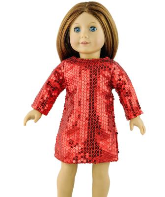 China Crimson Paillette Bodycon Long Sleeve Short Dress for 18 inch Madame Alexander Dolls for sale