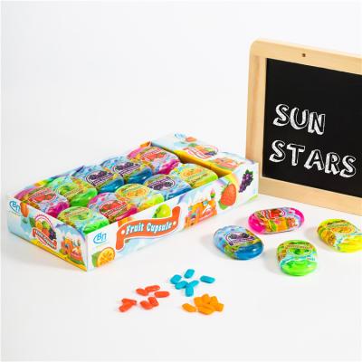 China 8g normal portable fruit cupsule tablet chewing candy chew gum soft crispy bubble for sale