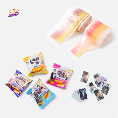 China Custom fruit bun normal arabic shape film up sweet soft gummy halal candy with stickers for sale