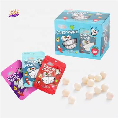 China Newest Natural Funky Beads Shaped Candy / White Chewy Soft Candy Prank Food Product for sale