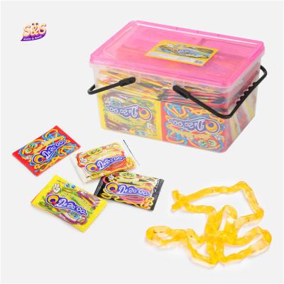 China Multicolor Strip Fruit Flavor Jelly Noodles Long Natural Bending Jelly Candy For Pupils for sale