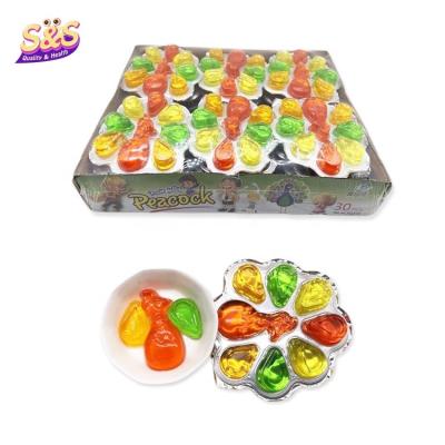 China Natural Peacock Animal Shape Jelly Kids Colorful Fruity Sweet Pudding Jelly Cup Candy for sale