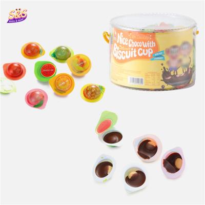 China Wholesale Children's Volume Snacks Round Mini Snack Choco Cups Biscuit Mix Chocolate Cup for sale