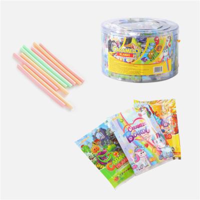 China Normal flavor cartoon cc multicolor soft stick powder candy with magic jumping puzzle card candy for sale