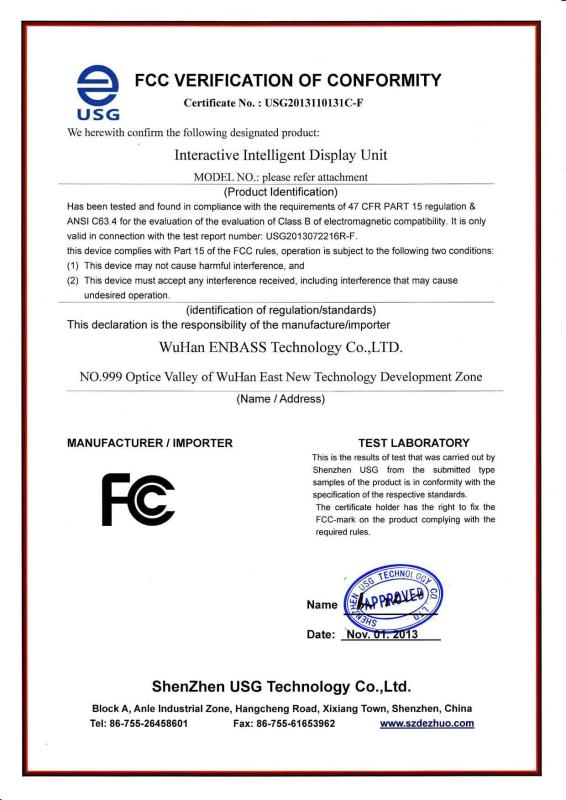 FCC - Wuhan Enbass Technology Co.,Ltd