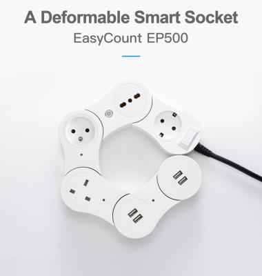 China Mobile APP Control Socket Combination Deformable Smart Monitor WiFi Smart Plug Plugs With Usb APP for sale