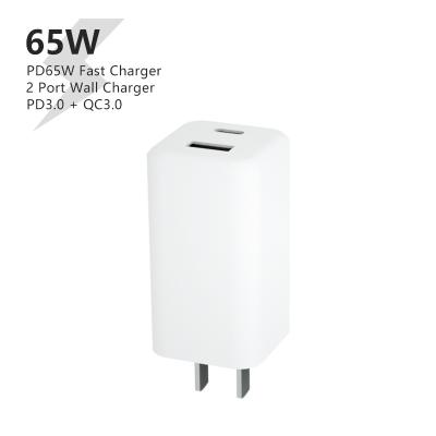 China New Trend Quality Commercial Type C 65w Gan Wall Travel Fast Gan Charger Usb For Laptop Tablet Mobile Phone Charger for sale