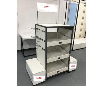 China Branded Gondola Store Factory Display Racks Retail Store Supermarket Shopping Drawer Shelf Rack With Three Drawer Box Thirty Bilateral Pegs for sale