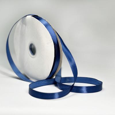 China OEM 100 Polyester Ribbon Dark Blue Metallic Poly Ribbon For Garment for sale