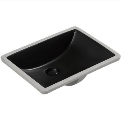 China Modern CUPC Certified Ceramic Rectangular Face Wash Matt Black Color Sink Undermount Bathroom Cabinet Basins for sale