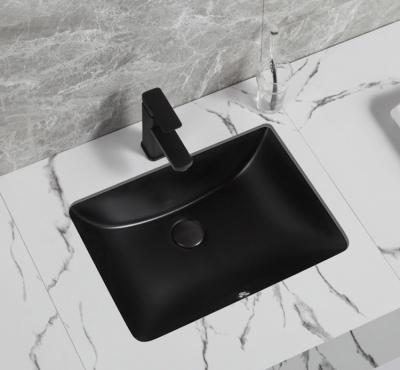 China China Low Price Matt Black Rectangular Porcelain Undermount Modern Wash Basin Wholesale Bathroom Ceramic Undermount Sink for sale