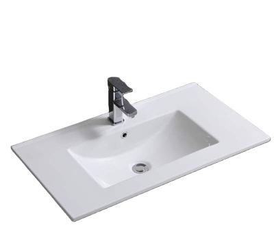 China Bathroom Modern Right Side Wash Basin Sundowner Slim Edge Basin Above Countertop Cabinet Basin Ceramic Sinks for sale