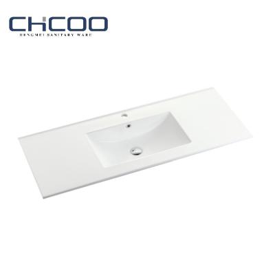 China Modern Cheap European Slim Sanitary Ware Bathroom Ceramic Cabinet Style Hotel Price Cabinet Wash Sink Edge Project Sink for sale