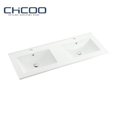 China Rectangular Modern CE Approved Bathroom Basin Slim Edge Above Double Counter Sinks Ceramic Cabinet Bowl Basins for sale