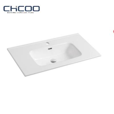 China Modern European Ceramic Slim Ceramic Gloss Edge Cabinet Bathroom Basins Basins Design Countertops White Sinks for sale