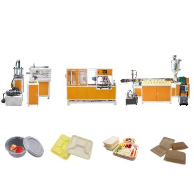 China PIPE Vacuum Tableware PLA PBAT Corn Starch One Step Thermoforming Forming Fast Food Lunch Box Production Line for sale