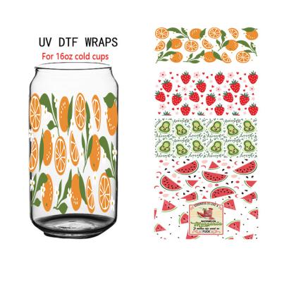 China Hot Sale Summer Fruit Uvdtf Mug Decals Transfers Eco-friendly Waterproof Dtf Mug Wrap Libby Transfers For Mugs Cold UV Mugs for sale