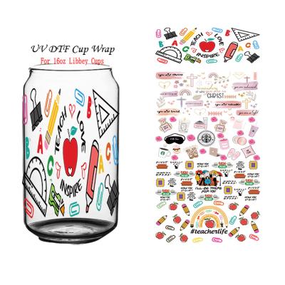 China Hot Sale Dtf Transfer Mug Waterproof Custom UV Cold Wrap Eco-friendly Transfers Libbey Decals For 16Oz 20Oz 24Oz Mugs for sale