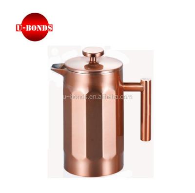 China Sustainable Luxury Rose Gold Color Double Wall Stainless Steel French Press for sale