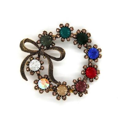 China Wenzhou Kml vintage high quality antique bronze circular ladies metal shoe buckle crystal shoe buckle accessory for sale