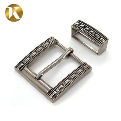 China Good Quality Wenzhou Kml High Quality Retro Custom Buckle, Old Silver, Old Gold, 2-piece Set With Ring Zamak Belt Buckle 30mm for sale