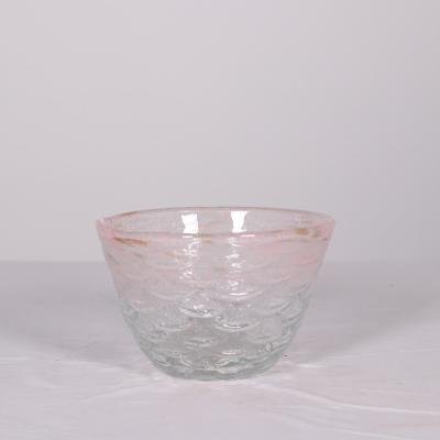 China Beautiful Minimalist Modern Handmade Crystal Pink Clear Glass Bowl Tabletop Vase Home Decor for sale