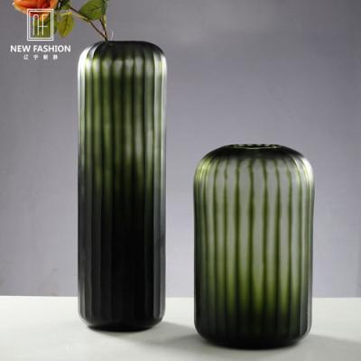 China Contemporary Wholesale Modern Art Ink Green Artificial Decoupage Glass Vase Other Home Decor for sale