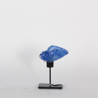 China Pretty beautiful home decor sea snai lwith iron minimalist blue glass support for sale