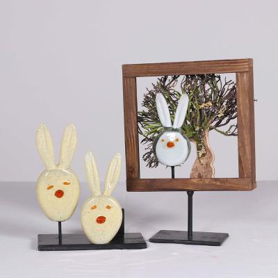 China Minimalist Made In China Fashion Home Decoration Glass Rabbit for sale