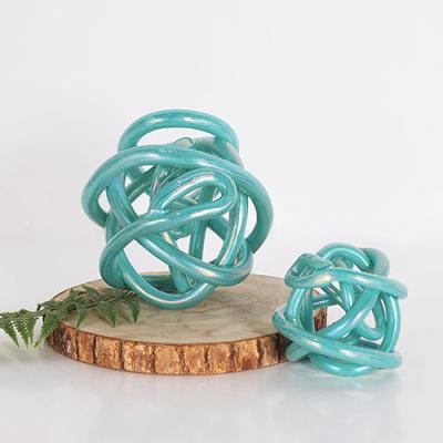 China craftdecoration blown environmental glass knot hand knot glass ball home decor decorationcolorful for sale