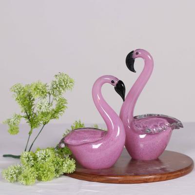 China 2021 New Fashion Pink Minimalist Glass Swans Decorate Home for sale