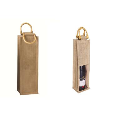 China New Reusable Portable Material Wine Jute Wine Bag for sale