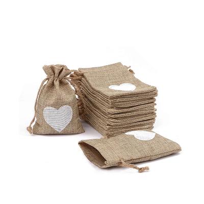 China Small Reusable Burlap Drawstring Bag Jute Drawstring Gift Sack/Burlap Sack for sale