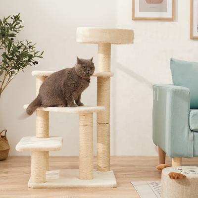 China Sustainable Customized Wooden Pet Housing Tower Toys Cat Scratcher Treehouse Tower for sale